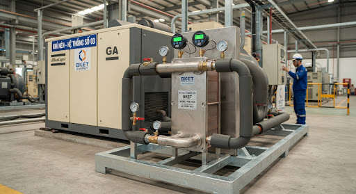 Air-compressor waste heat recovery exchanger