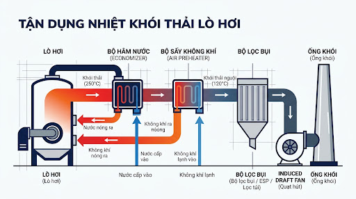 Sơ đồ kỹ thuật thu hồi nhiệt khói thải lò hơi BKET